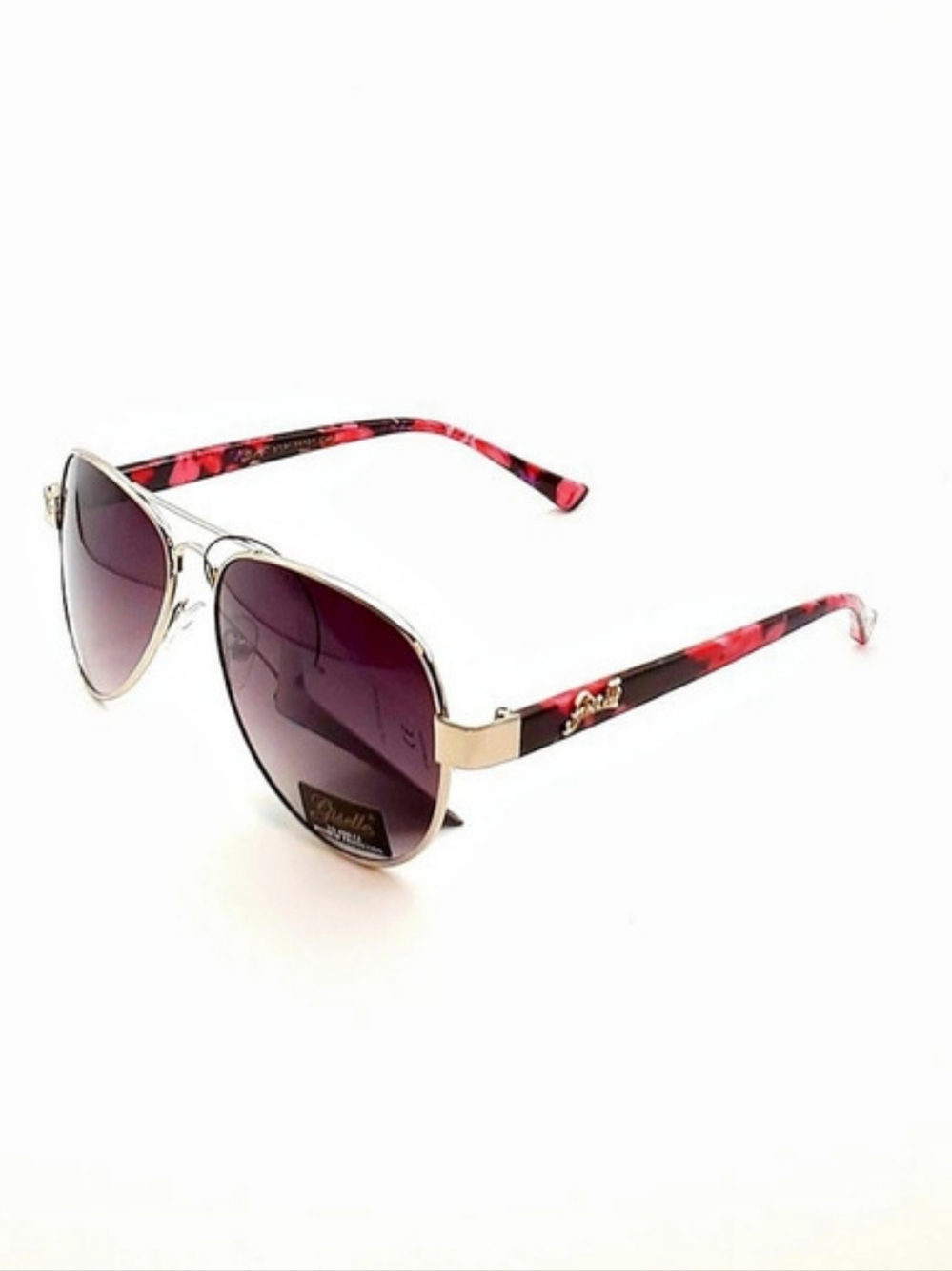 Giselle Floral Temple Aviator Sunglasses Pink & Gold New With Tags